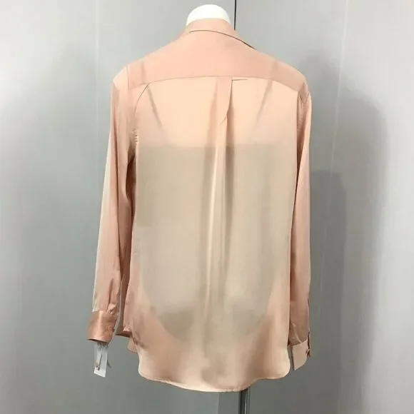 Equipment Satin Silk Signature Slim Blouse New Size Large Rose New Size Large - Picture 4 of 8